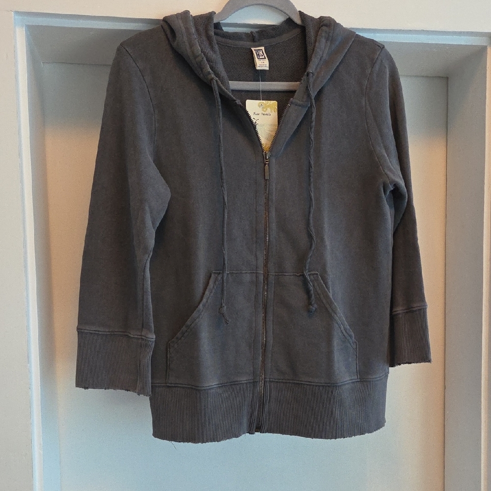 Free People Charcoal Zip-Up Hoodie